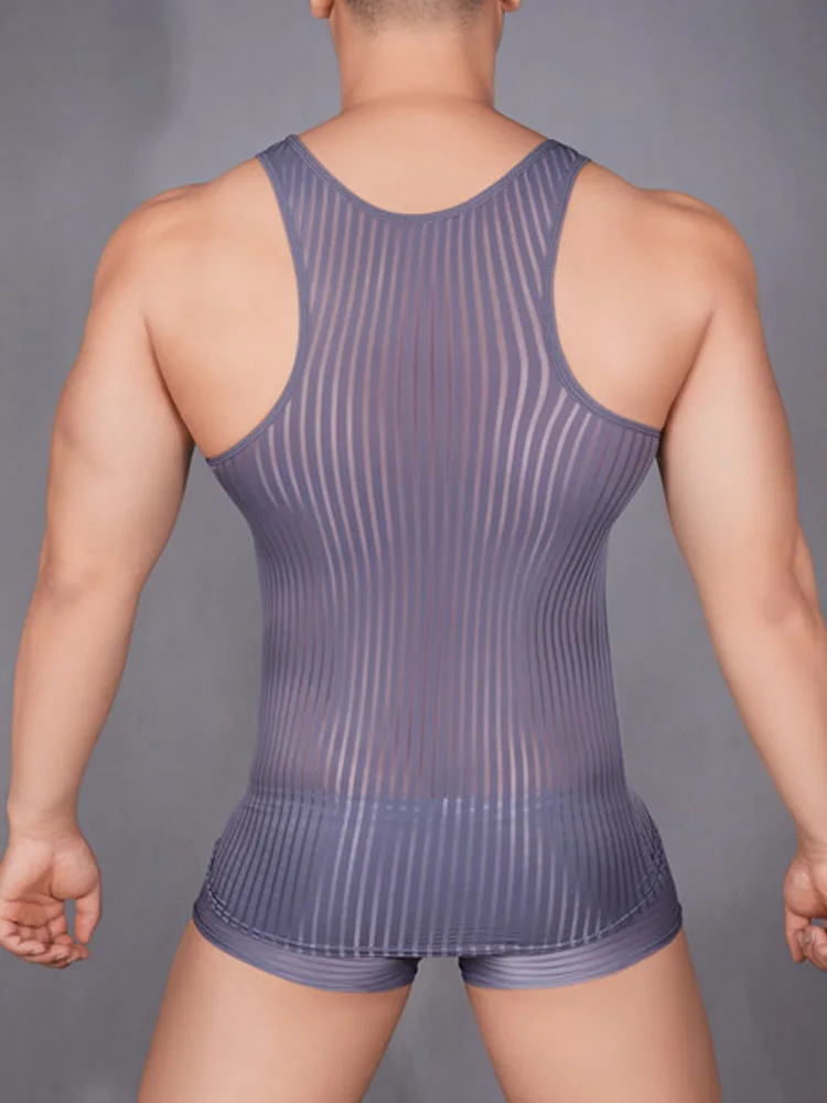 Stripe Sheer Men's Vest Sexy H - Yoga Fitness Club recension och pris