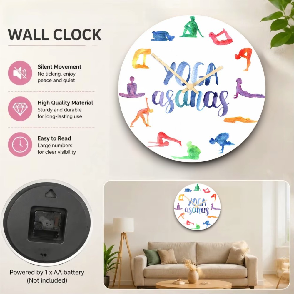 Watercolor Yoga Asanas Wall Cl - Yoga Fitness Watch recension och pris