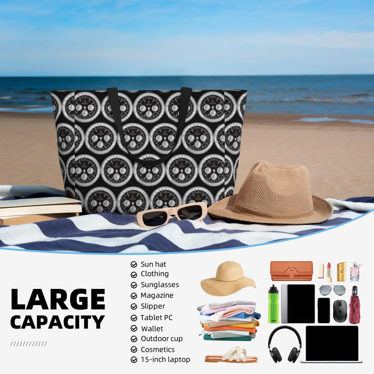 Black Luxury Watch Face Beach  - Yoga Fitness Watch recension och pris