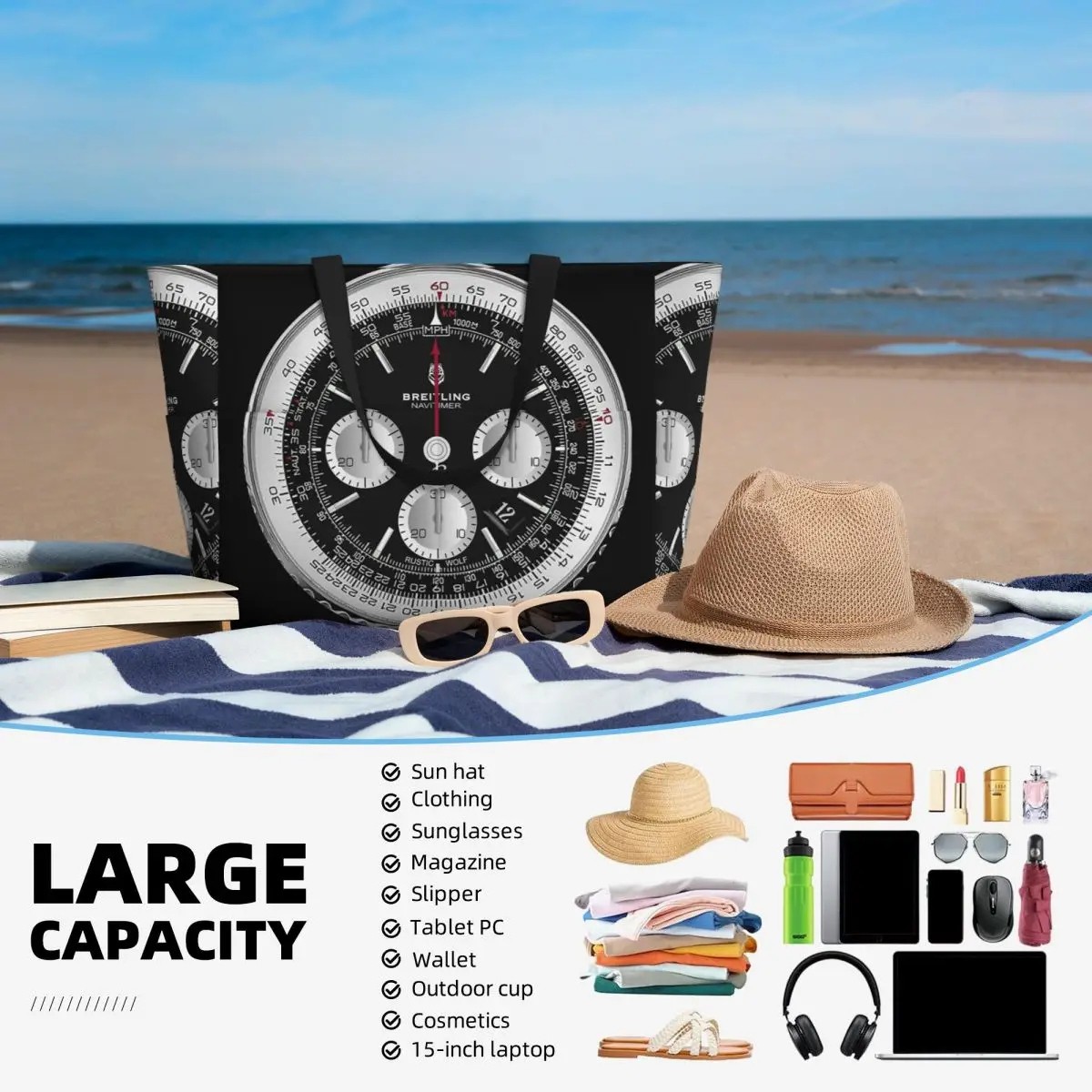 Black Luxury Watch Face Beach  - Yoga Fitness Watch recension och pris